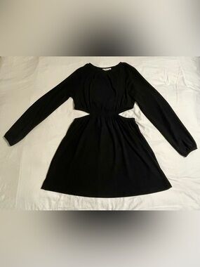 Elodie Long Sleeve Black Cutout Mini Dress - Size Small